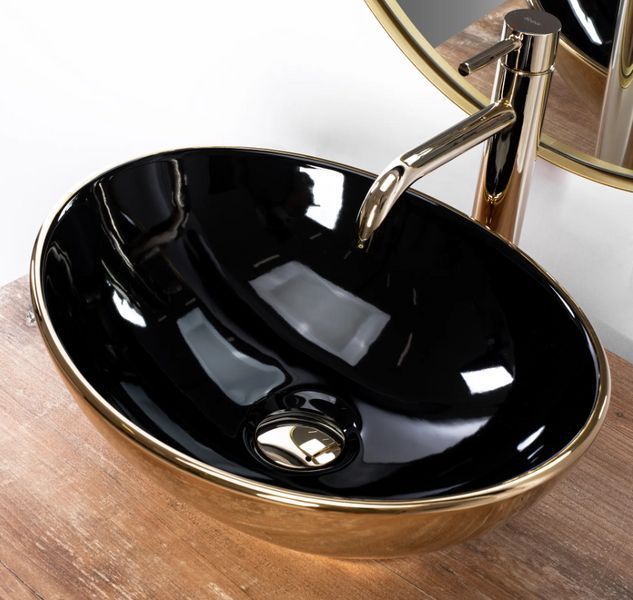 Умивальник (раковина) REA SOFIA GOLD BLACK накладний * REA-U4527 фото